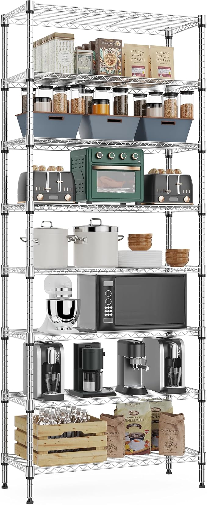 M MZG 8 Tier 2000 lbs Storage Rack Metal Wire Shelving Unit, Storage Standing by MEIGAOPLASTICANDMETALHKCOLIMITED