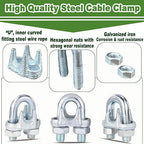 100PCS 3/8" M10 Zinc-Plated Wire Rope Clamps – Heavy Duty U-Bolt Cable Clips - Image 4