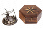 US HANDICRAFTS Vintage Brass Sundial Compass – Engraved Navigation Instrument by USHandicrafts