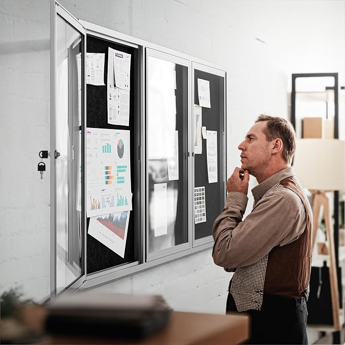 72"x36" Lockable Enclosed Bulletin Board, Outdoor Flet Weather-Resistant - Image 2