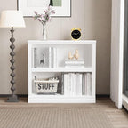 blini 2-Shelf White Bookcase Wooden Bookshelves 33in Wide Floor Standing - Image 2