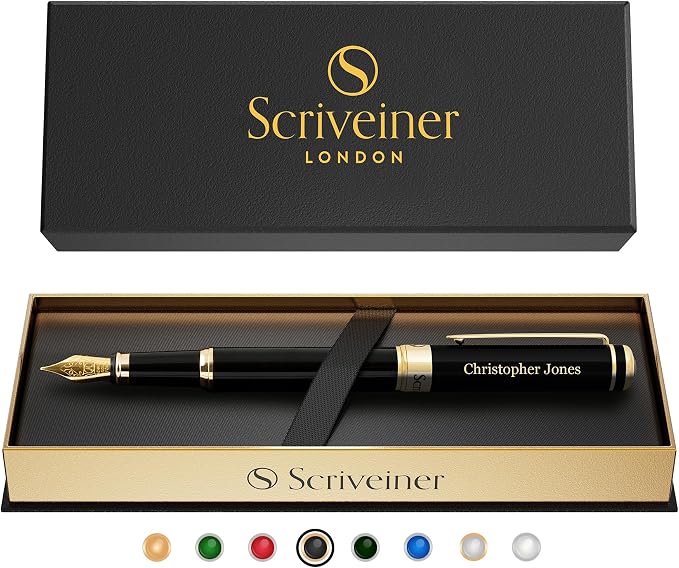 Scriveiner Personalized Black Fountain Pen by Scriveiner