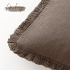 Foindtower Set of 2 Decorative Linen Fringe Throw Pillow Covers Boho Farmhouse - Image 3
