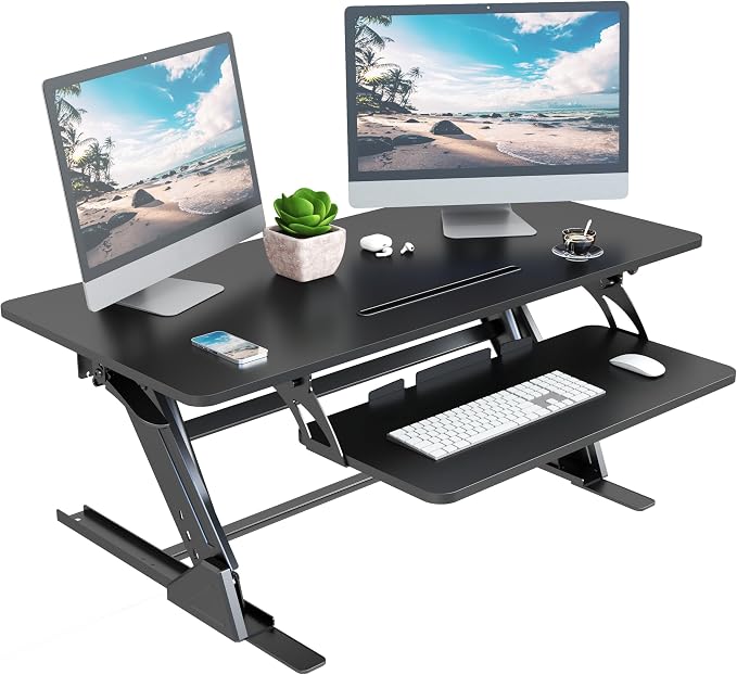 Lubvlook 42 inch Stand Up Desk Converter, Height Adjustable Sit Stand Desk Riser by Lubvlook