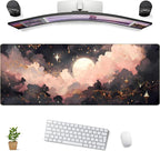 Black Pink Clouds Desk Mat Cute Desk Pad XL Large Extended Mouse Pad Gaming by DCJJM