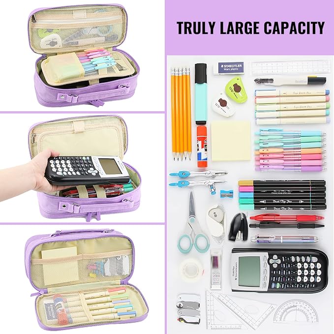 JOINPRO Pencil Case, Large Capacity Pencil Case Organizer; Double Zipper - Image 5