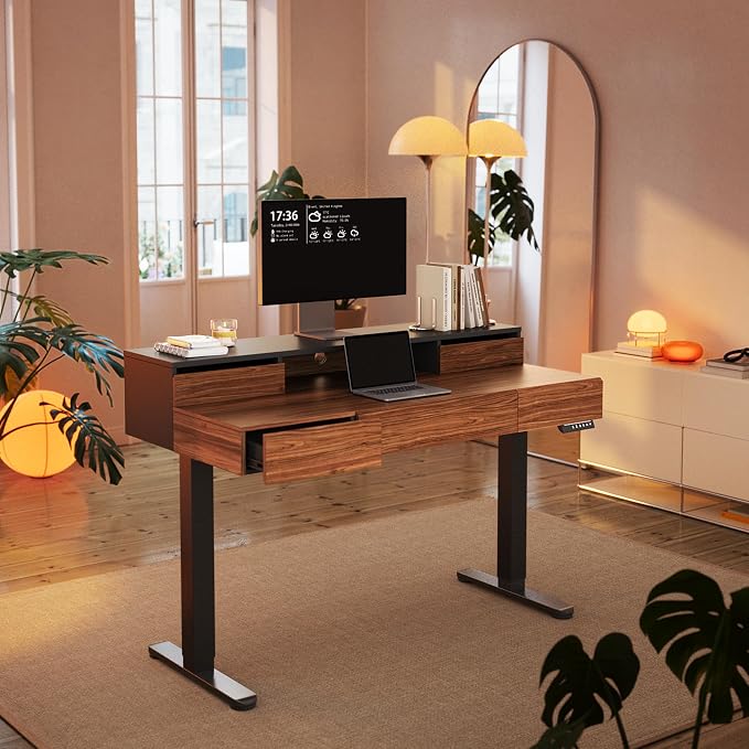 HUANUO Standing Desk with Drawers, 48 Inches Electric Height Adjustable Desk by HUANUO