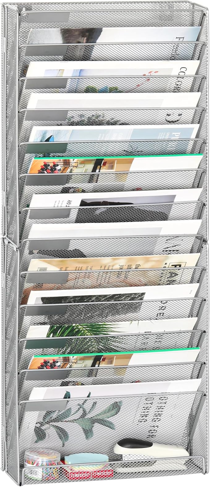 EasyPAG Wall File Holder 14 Tier Mesh Hanging Folder Organizer by EasyPAG