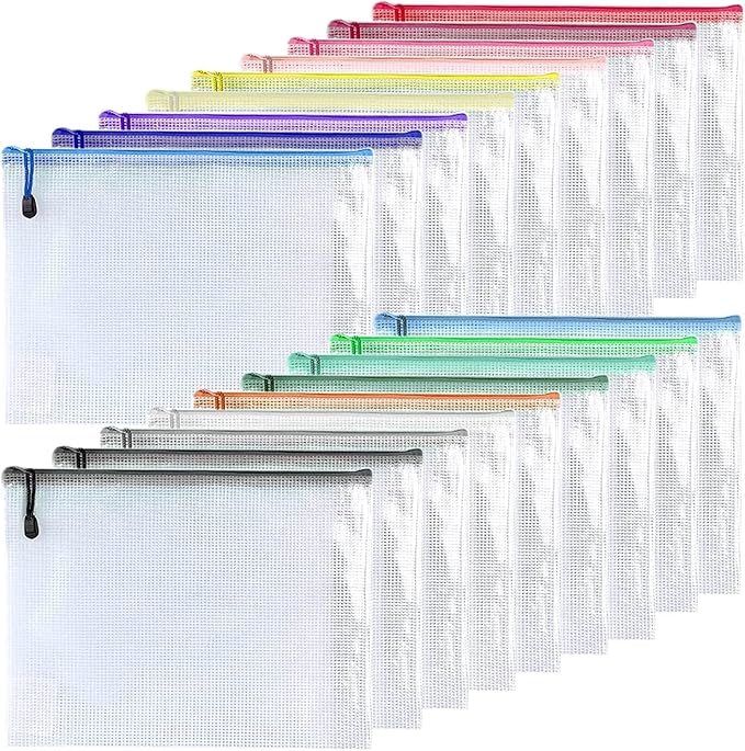 Oaimyy-18PCS-12 x 16 Inches-Mesh Zipper Pouch, Plastic Zip File Folders Puzzle by Oaimyy