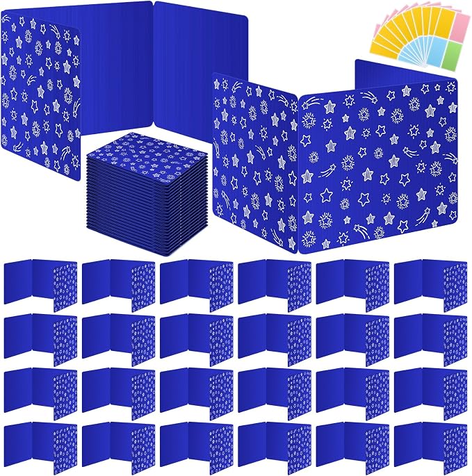 Blue 24-Pack Desk Dividers for Students, Waterproof Plastic Study Carrel Divider by Ubenic