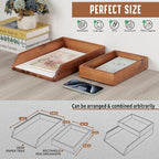Demigo Desk Organizer Letter Tray Set of 2, Acacia Wood Tabletop Desktop - Image 2