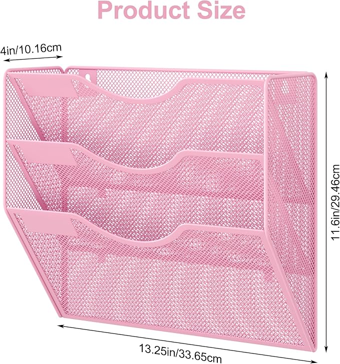 EasyPAG 3 Pocket Mesh Wall File Organizer, Hanging Paper Folder Holder - Image 7