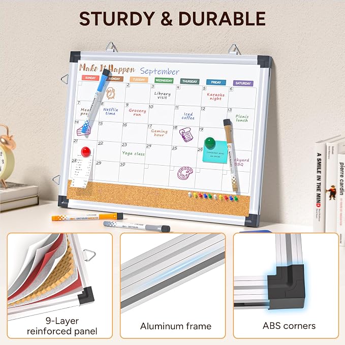 Monthly Dry Erase Board and Cork Board Combo - Image 5