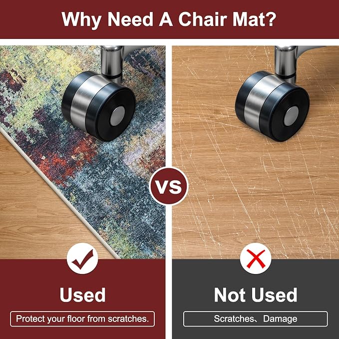Anidaroel 36"x60" Chair Mat for Hardwood Floor, Anti-Slip Desk Chair Mat for - Image 4