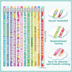 200 Pcs Motivational Pencils Bulk, Rainbow Inspirational School Pencils - Image 3
