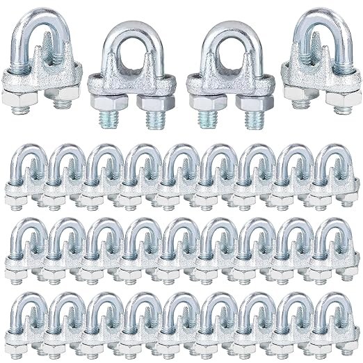 100PCS 3/8" M10 Zinc-Plated Wire Rope Clamps – Heavy Duty U-Bolt Cable Clips by High-PQ