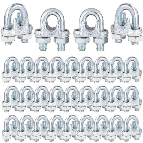 100PCS 3/8" M10 Zinc-Plated Wire Rope Clamps – Heavy Duty U-Bolt Cable Clips by High-PQ
