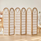 Aletheiawu 6 Panel Room Divider Wall Shoji Screen, Japanese Wood Room Divider - Image 2
