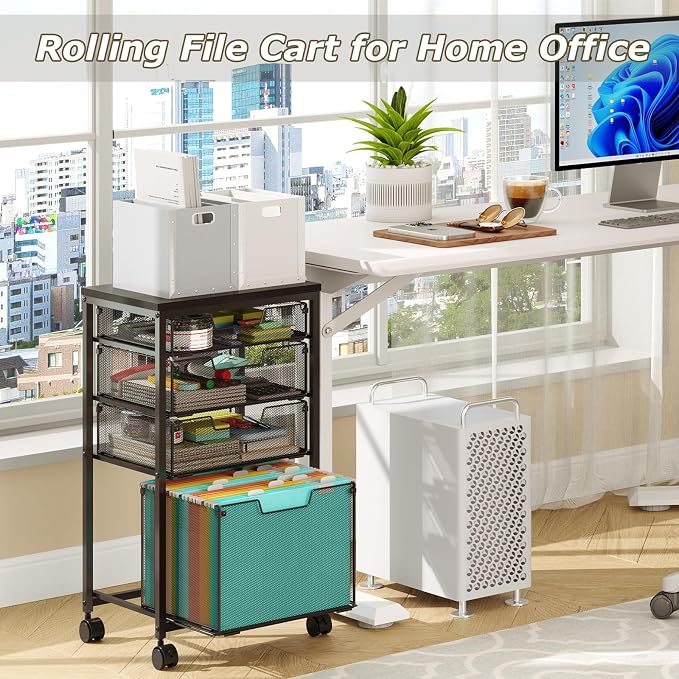 Sbanmao Rolling File Cart with 4 Storage Drawers, Filing Cabinet - Image 5