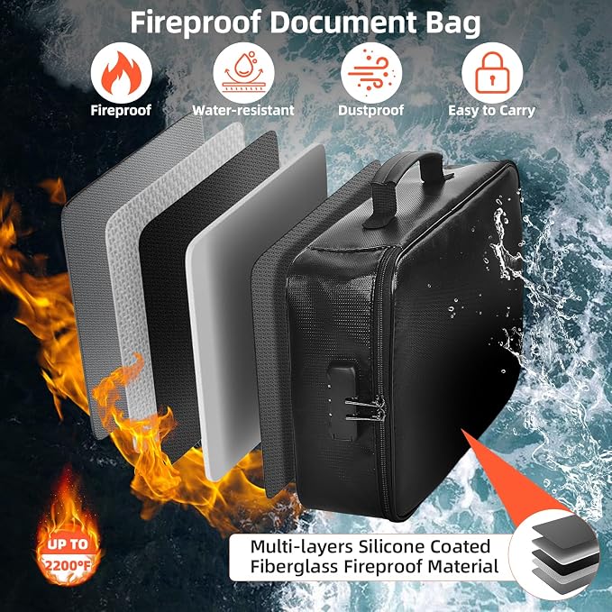 Fireproof Document Box for file organizer, Fireproof Bag for Important Document - Image 2