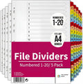 Binder Dividers with Tabs 1-20 Numbered – A4 | Dividers by ThePaperShop