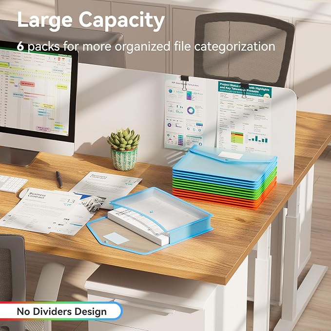 ABC life 6-Pack Plastic Expanding File Folder, Translucent Envelopes - Image 3