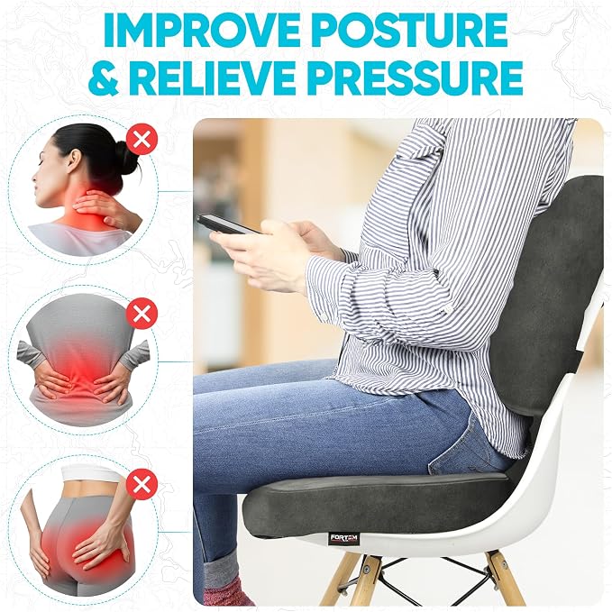 FORTEM Seat Cushion, Office Chair Cushion, Lumbar Support Pillow - Image 5