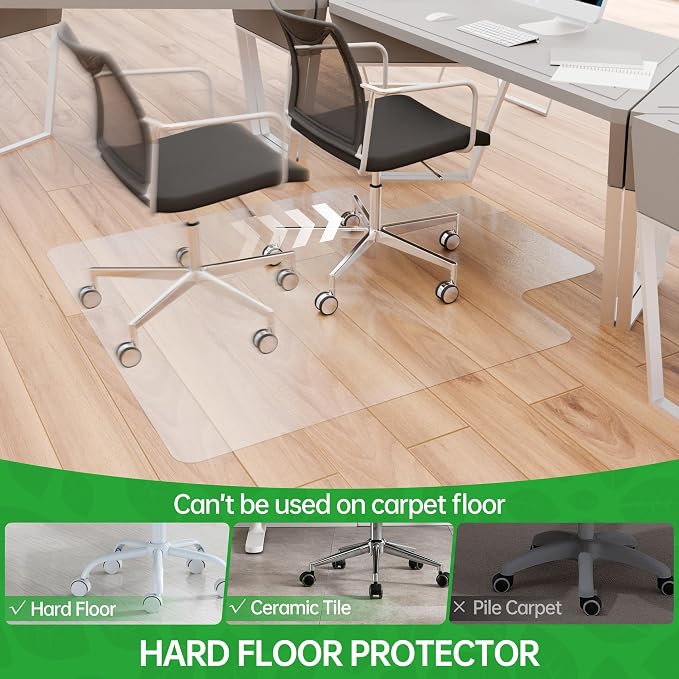 100pointONE Office Chair Mat for Hardwood Floor, Easy Glide Computer Chair - Image 4