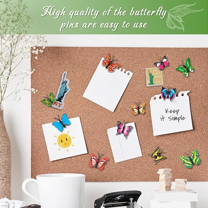50Packs Decorative Thumb Tacks Butterfly Push Pins Yellow Thumbtacks Cute - Image 6