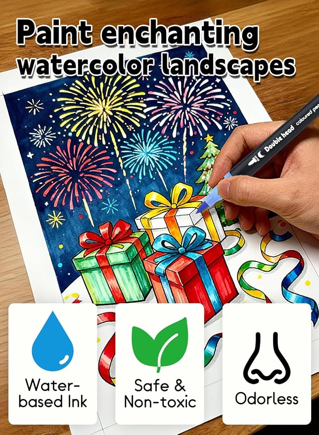 AEDAGA 60 Colors Dual Tip Brush Pens, Fine Felt Tip and Brush Tips Colored Pens - Image 3