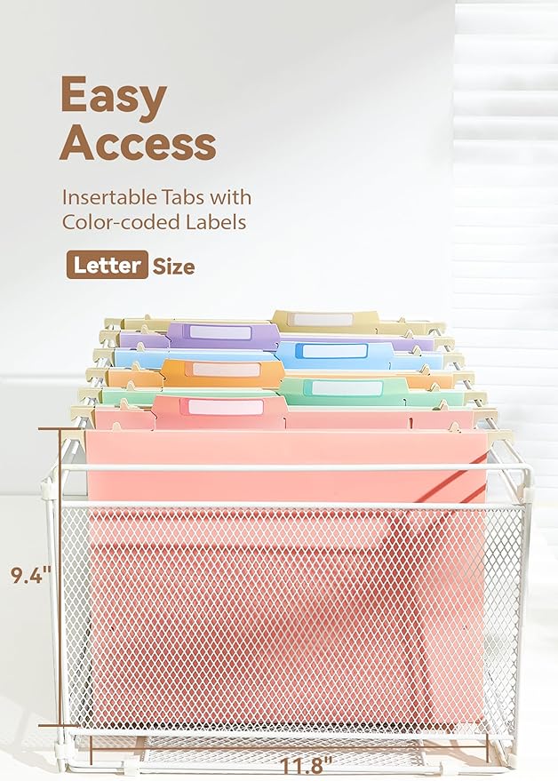 SortRax Plastic High Capacity Hanging File Folders, Pastel Colors, Heavy Duty - Image 5