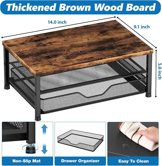 OPNICE Wood Computer Monitor Stand Riser, Desk Organizer - Image 7