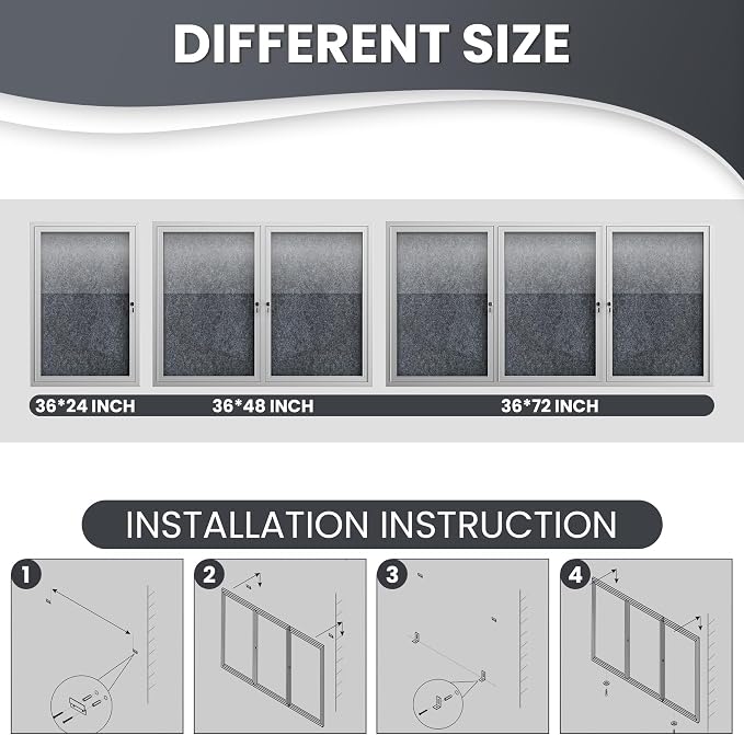 72"x36" Lockable Enclosed Bulletin Board, Outdoor Flet Weather-Resistant - Image 3