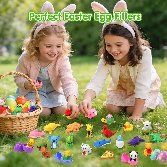 150 Pack Animal Erasers for Kids Bulk Pull Apart 3D Puzzle Erasers Treasure Box - Image 2