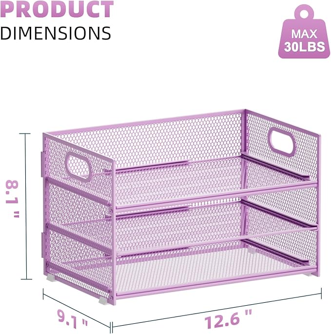 Marbrasse 3 Tier Paper Organizer Letter Tray, Mesh File Organizer - Image 3