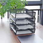 SETTFRFE 4 Tier Metal Mesh Desk Organizer-Stackable Letter Trays - Image 6