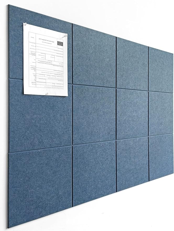 DECORITA Blue Felt Notice Board 47"x35" | Large Cork Bulletin Board Alternative by DesignerManufacturerofInnovativeBulletinBoardSolutionsforHomeOffice
