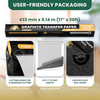 MyArtscape Graphite Transfer Paper Roll, Graphite Paper, Precise Carbon Paper - Image 2
