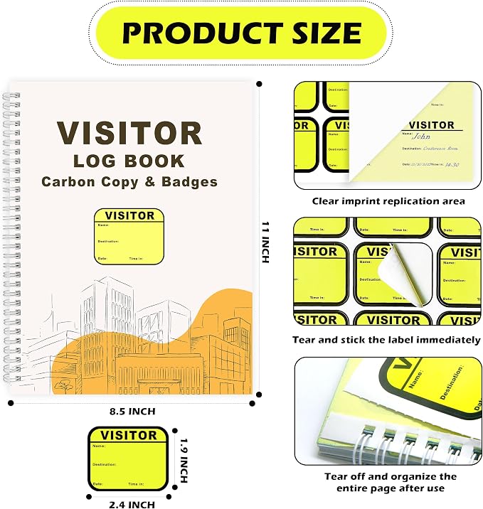 1 Pack of Visitor Badges Registry Log - Image 2