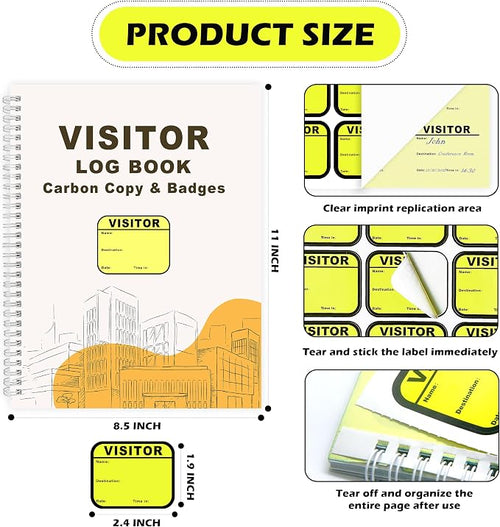 1 Pack of Visitor Badges Registry Log - Image 2