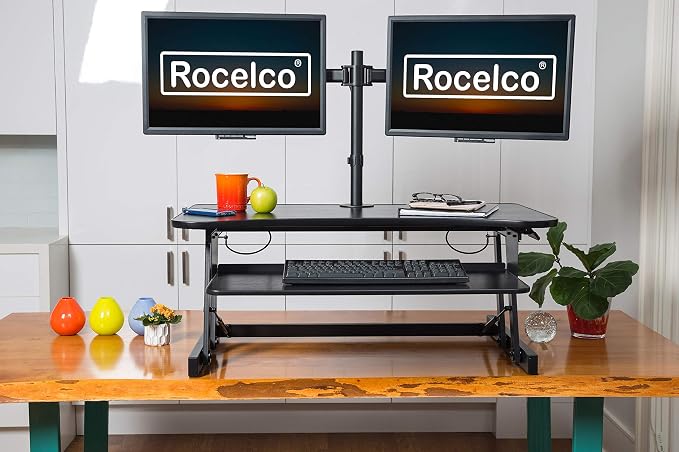 Rocelco 40" Large Height Adjustable Standing Desk Converter - Image 5