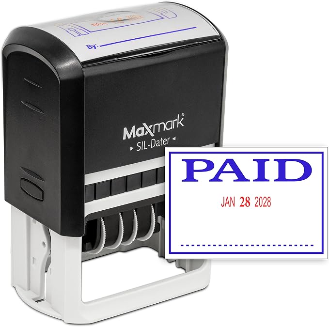 MaxMark Large Self-Inking Rubber Date Office Stamp by Maxmark