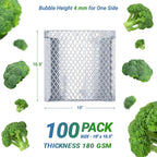 Amiff Silver Thermal Bubble Mailer, 10 x 10.5 Inches. 100 Pack Metallic Bubble - Image 2