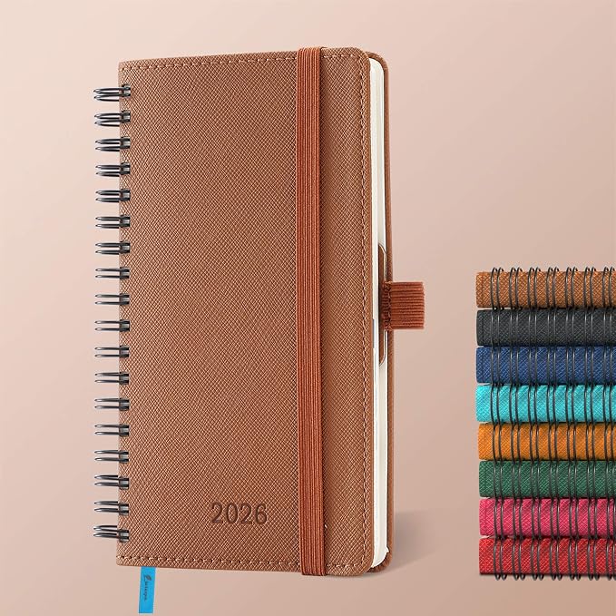 IN-LUXPRO Planner 2026 Daily Weekly and Monthly, 6.5"x3.75", 12 Months Spiral by IN-LUXPRO