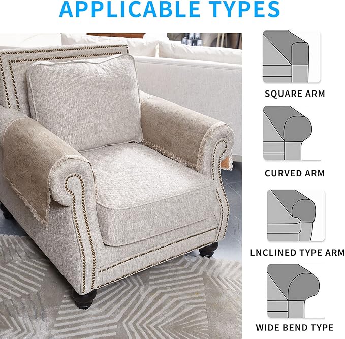 MINJIATEX Couch arm Covers, Non-Slip lace Sofa arm Cover Set of 2 Washable Sofa - Image 5