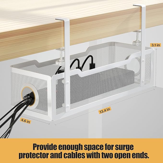 4 Pack Under Desk Cable Management Box White, Cinati 53.6" Wire Organizers No - Image 5