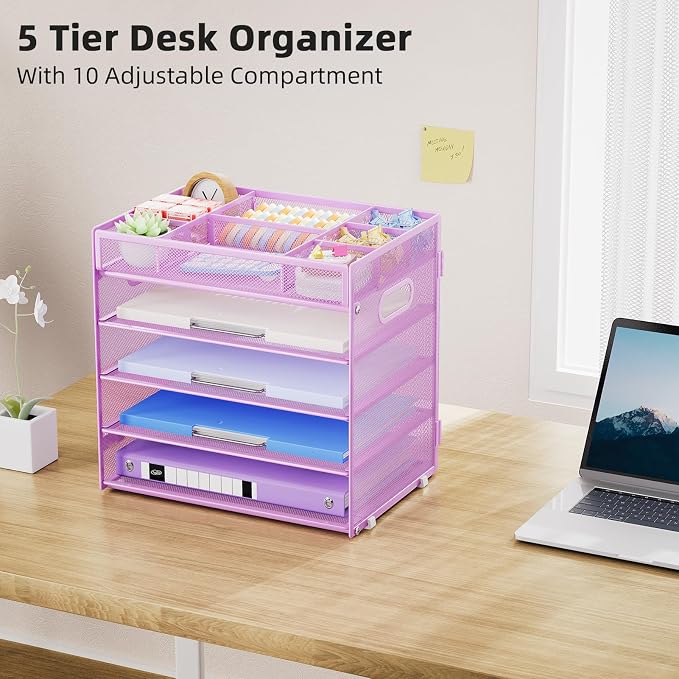 Marbrasse 5-Tier Letter Tray Paper Organizer - Image 6