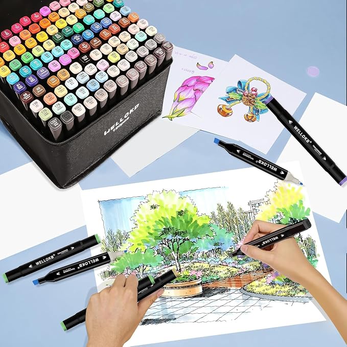 WELLOKB Alcohol Markers, 168 Colors Dual Tip Permanent Art Markers - Image 3