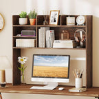 Tangkula Desktop Bookshelf for Computer Up to 32”, 37” Countertop Storage Hutch - Image 2