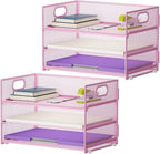 Marbrasse 3 Tier Paper Organizer Letter Tray, Mesh File Organizer by Marbrasse
